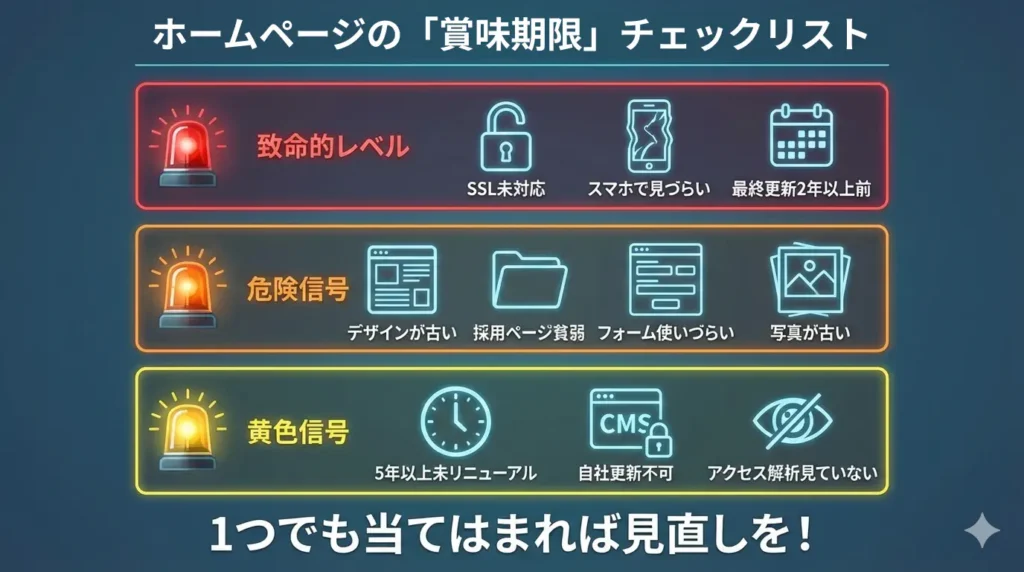 ホームページの「賞味期限」チェックリスト